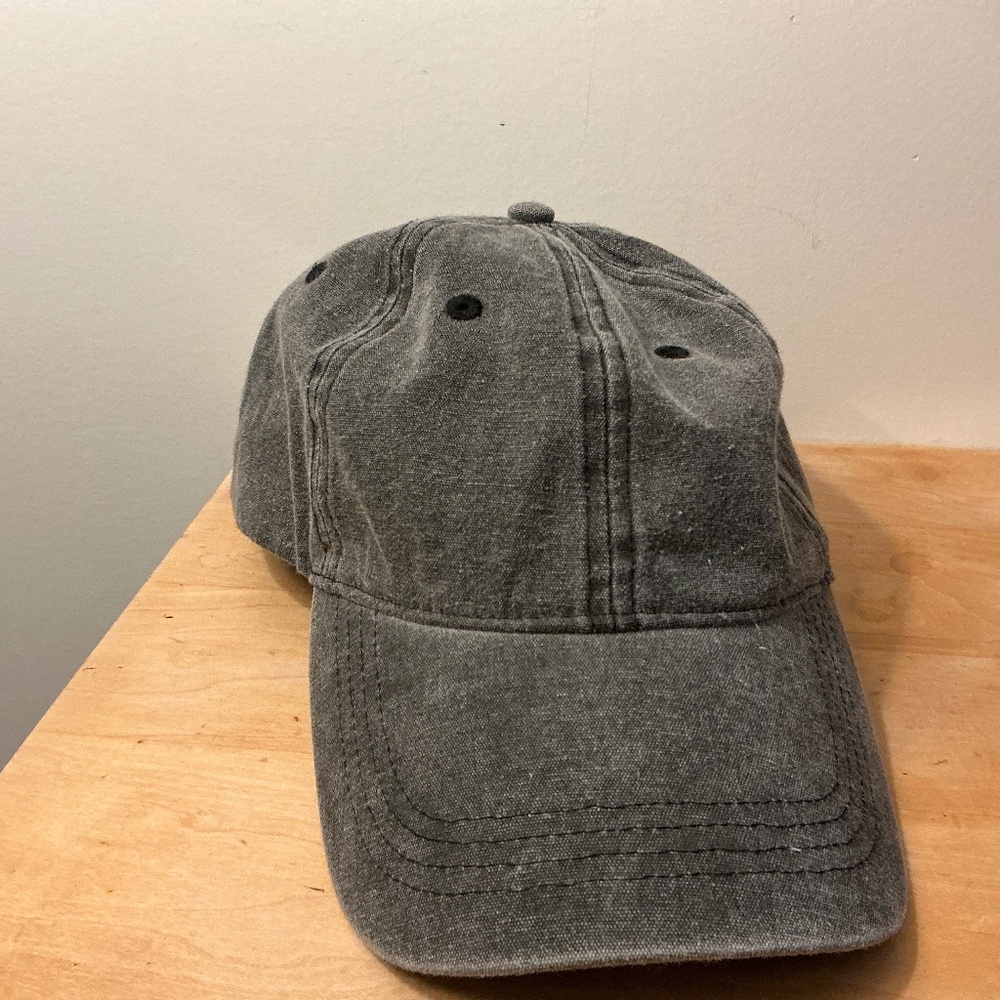 Free Press Grey Denim Baseball cap with adjustable strap metal clasp